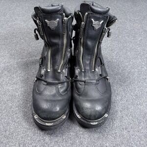 Harley Davidson Black Leather Motorcycle Boots Front Zip Mens 13W Moto